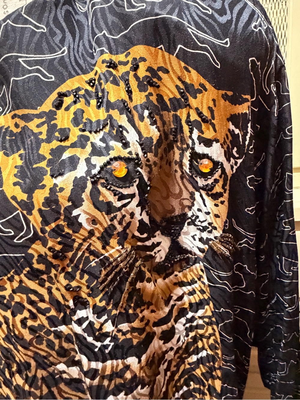 Vintage Julie Francis Silk Leopard Print 2Pc Set Top 16 Fully Lined Pants 20 - Picture 3 of 7